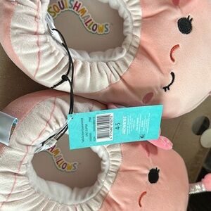 Squishmallows Pink Cozy Slippers with Ruffled Collar